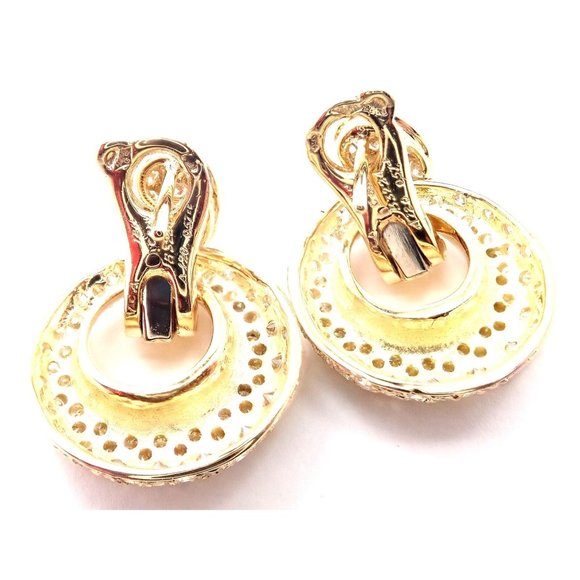Rare! Van Cleef & Arpels 18k Yellow Gold Diamond MOP Door Knocker Earrings - Picture 3 of 10
